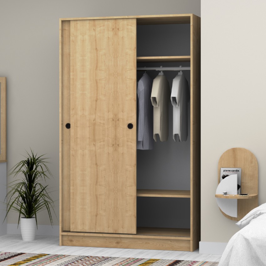 Ντουλάπα ρούχων Regio δίφυλλη συρόμενη χρώμα φυσικό οξιάς 120x60x200εκ.