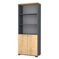 Βιβλιοθήκη γραφείου επαγγελματική Venturo χρώμα ανθρακί - φυσικό οξιάς 80x40x200εκ.