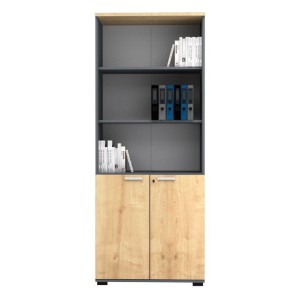 Βιβλιοθήκη γραφείου επαγγελματική Venturo χρώμα ανθρακί - φυσικό οξιάς 80x40x200εκ.