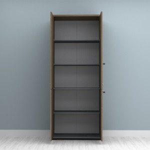 Ντουλάπα γραφείου με κλειδαριά επαγγελματική Venturo χρώμα ανθρακί - καρυδί 80x40x200εκ.