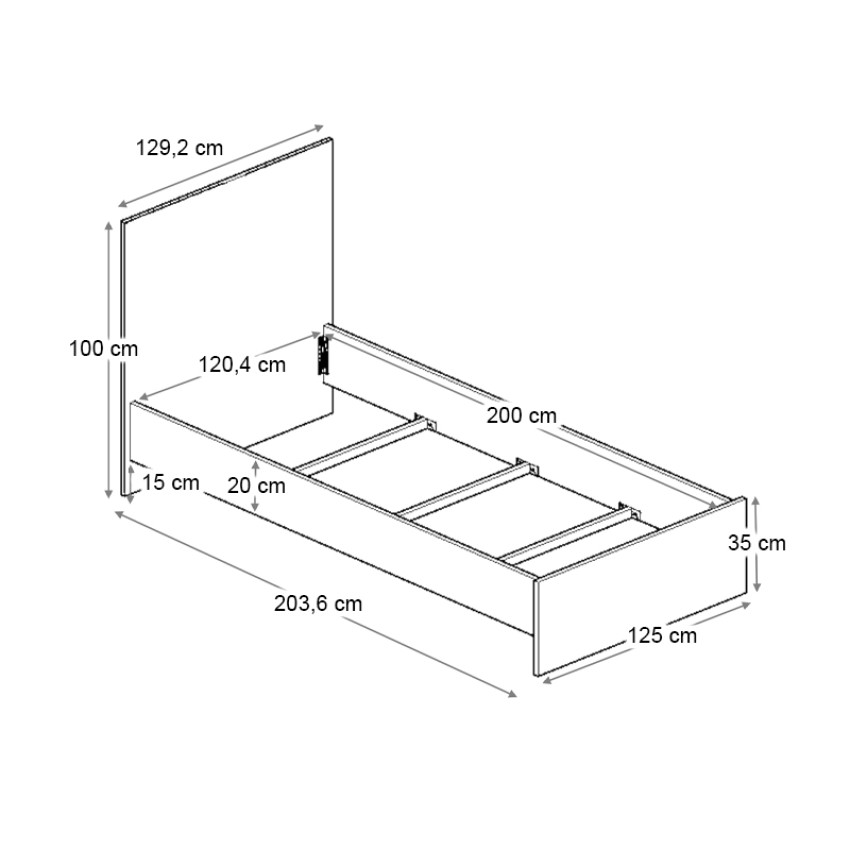 Κρεβάτι Troy χρώμα φυσικό οξιάς 120x200εκ.