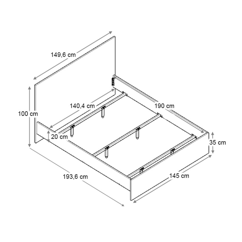 Κρεβάτι Troy χρώμα καρυδί 140x190εκ.