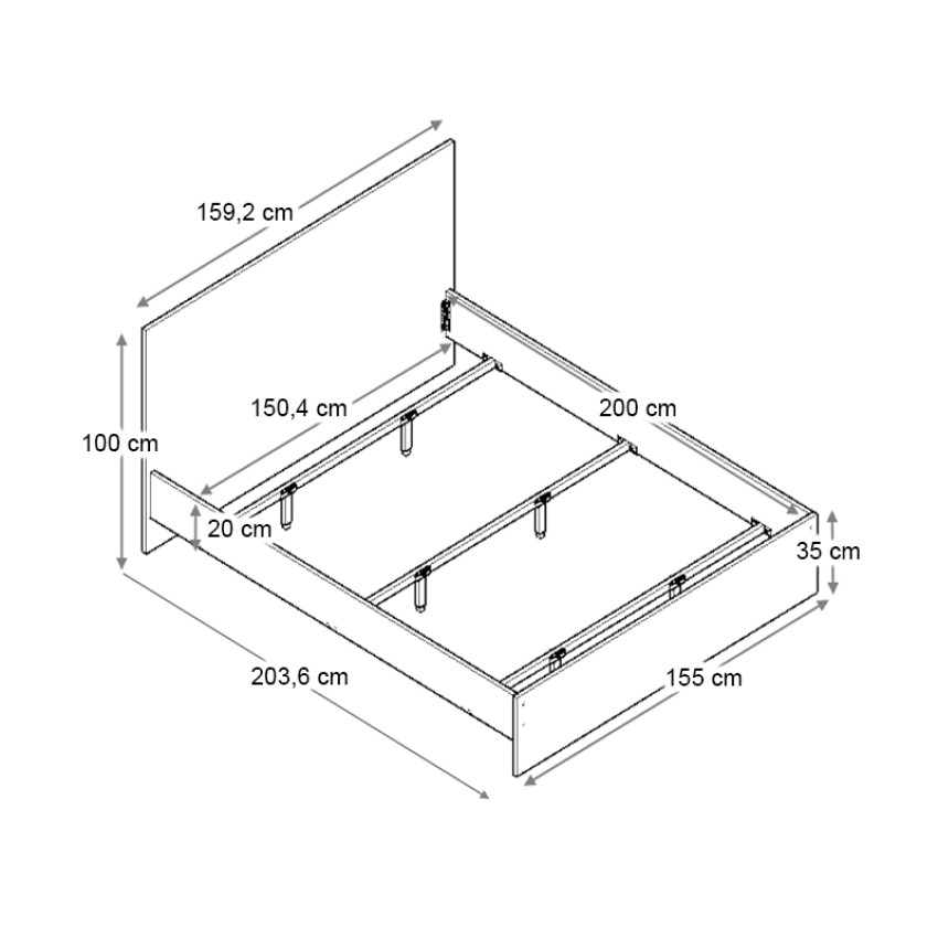 Κρεβάτι Troy χρώμα καρυδί 150x200εκ.