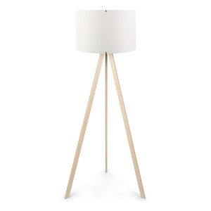 Φωτιστικό δαπέδου Rosling Mdf/ύφασμα Pvc χρώμα φυσικό/λευκό 38x21x140εκ.