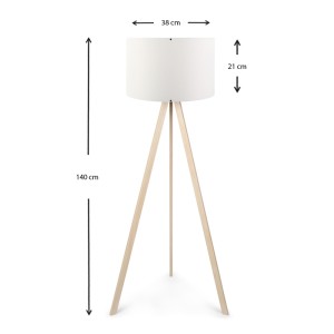 Φωτιστικό δαπέδου Rosling Mdf/ύφασμα Pvc χρώμα φυσικό/λευκό 38x21x140εκ.