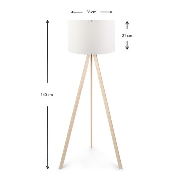 Φωτιστικό δαπέδου Rosling Mdf/ύφασμα Pvc χρώμα φυσικό/λευκό 38x21x140εκ.
