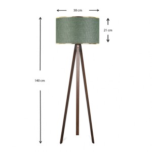 Φωτιστικό δαπέδου Rosling Mdf/ύφασμα Pvc χρώμα καρυδί/κυπαρισσί 38x21x140εκ.