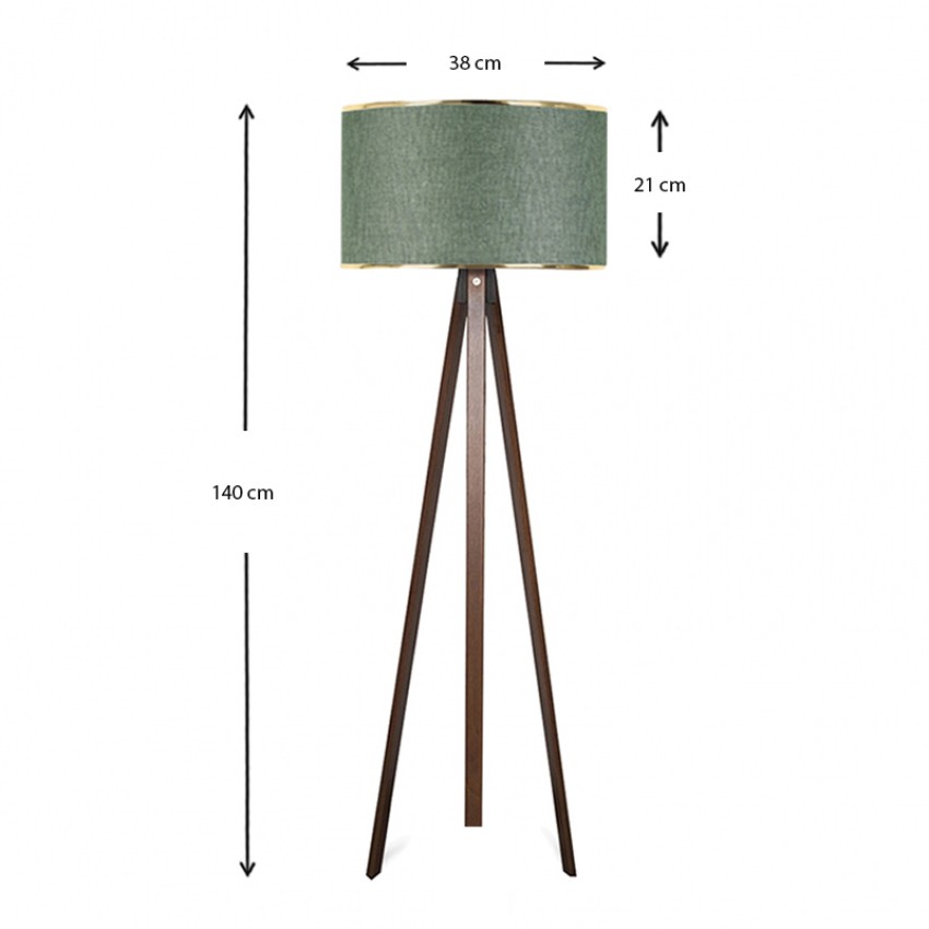 Φωτιστικό δαπέδου Rosling Mdf/ύφασμα Pvc χρώμα καρυδί/κυπαρισσί 38x21x140εκ.