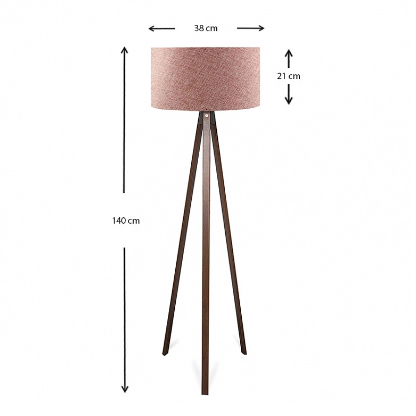 Φωτιστικό δαπέδου Rosling Mdf/ύφασμα Pvc χρώμα καρυδί - dusty rose 38x38x140εκ.