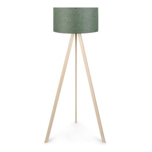 Φωτιστικό δαπέδου Rosling Mdf/ύφασμα Pvc χρώμα φυσικό/χακί 38x38x140εκ.