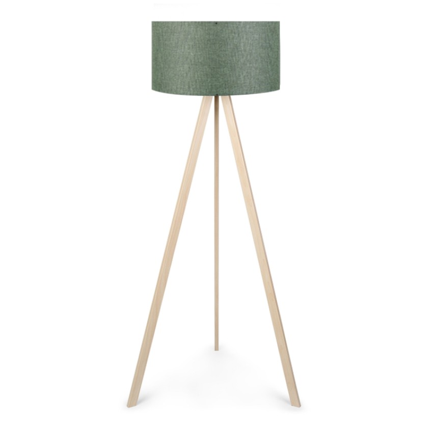 Φωτιστικό δαπέδου Rosling Mdf/ύφασμα Pvc χρώμα φυσικό/χακί 38x38x140εκ.