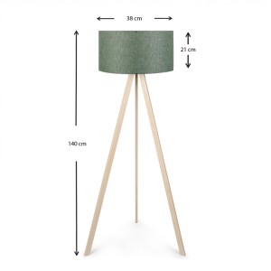 Φωτιστικό δαπέδου Rosling Mdf/ύφασμα Pvc χρώμα φυσικό/χακί 38x38x140εκ.