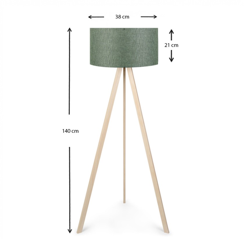 Φωτιστικό δαπέδου Rosling Mdf/ύφασμα Pvc χρώμα φυσικό/χακί 38x38x140εκ.