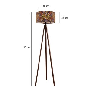 Φωτιστικό δαπέδου Rosling Mdf/ύφασμα Pvc χρώμα καρυδί - πολύχρωμο 38x38x140εκ.