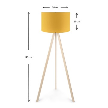 Φωτιστικό δαπέδου Rosling Mdf/ύφασμα Pvc χρώμα φυσικό/κροκί 38x21x140εκ.
