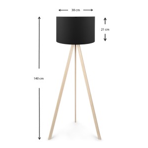 Φωτιστικό δαπέδου Rosling Mdf/ύφασμα Pvc χρώμα φυσικό/μαύρο 38x21x140εκ.
