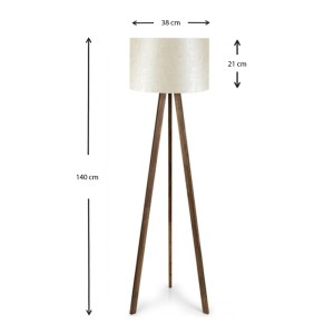 Φωτιστικό δαπέδου Rosling Mdf/ύφασμα Pvc χρώμα καρυδί/μπεζ 38x21x140εκ.