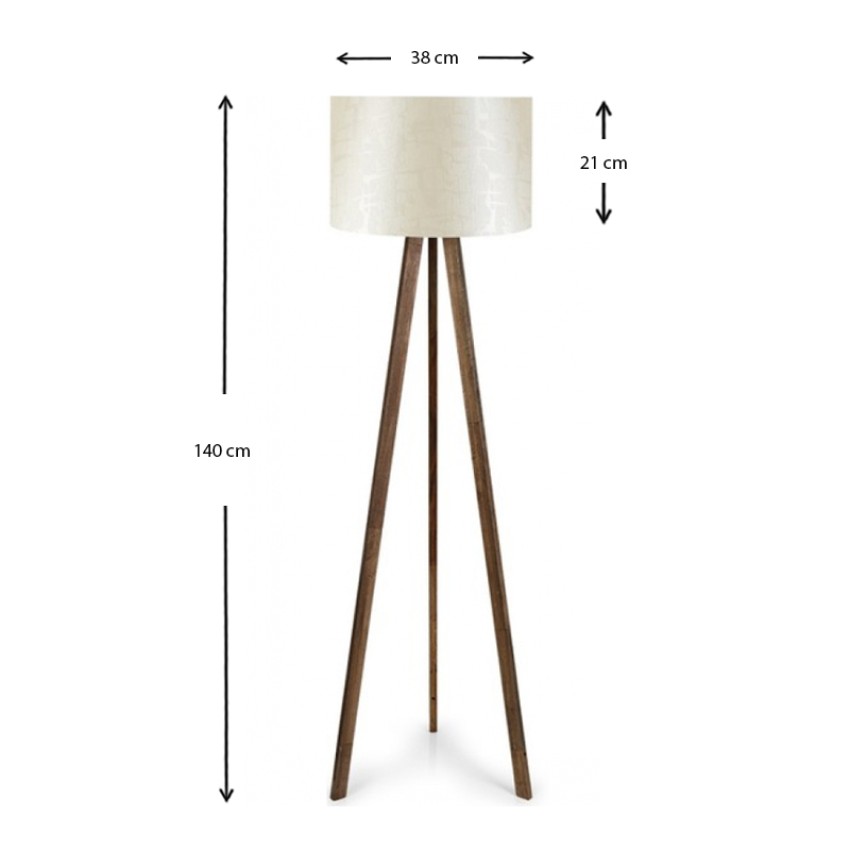 Φωτιστικό δαπέδου Rosling Mdf/ύφασμα Pvc χρώμα καρυδί/μπεζ 38x21x140εκ.