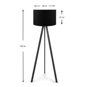 Φωτιστικό δαπέδου Rosling Mdf/ύφασμα Pvc χρώμα μαύρο 38x21x140εκ.