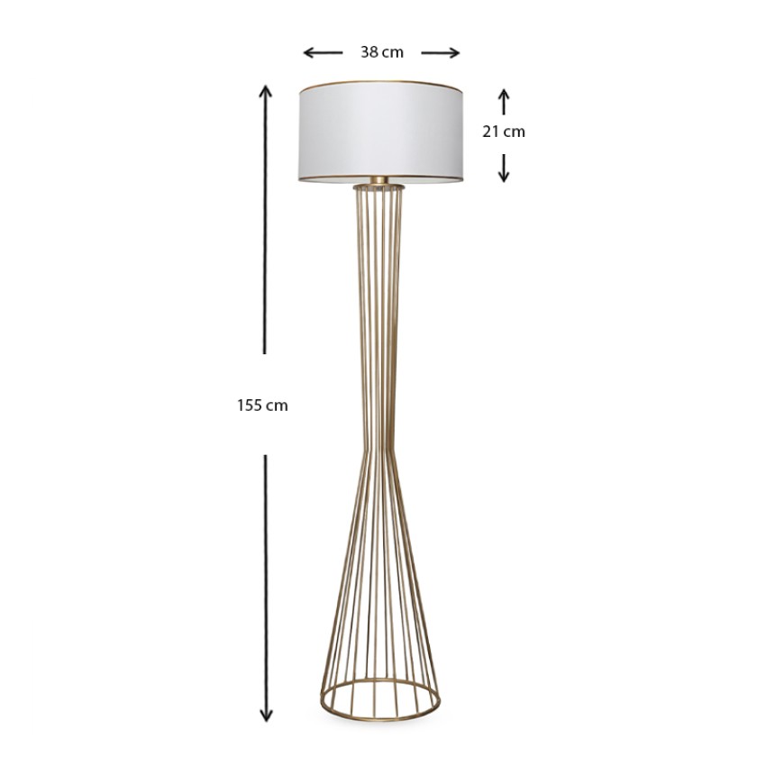 Φωτιστικό δαπέδου Clarke μέταλλο/ύφασμα χρώμα χρυσό/λευκό 38x21x155εκ.