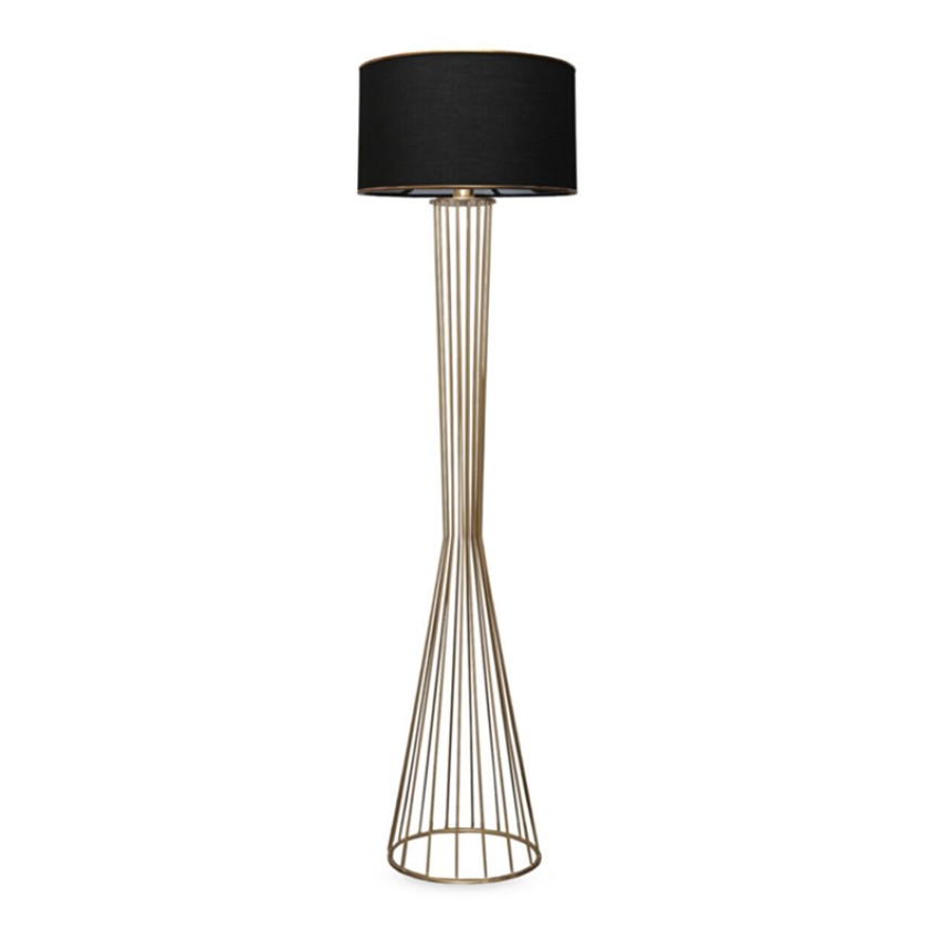 Φωτιστικό δαπέδου Clarke μέταλλο/ύφασμα χρώμα χρυσό/μαύρο 38x21x155εκ.