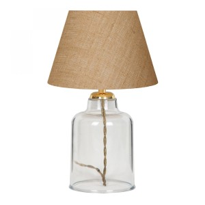 Φωτιστικό επιτραπέζιο Atkinson ύφασμα/πλαστικό χρώμα καφέ/χρυσό 22x14x30εκ.