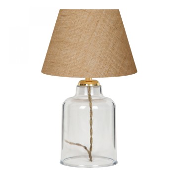 Φωτιστικό επιτραπέζιο Atkinson ύφασμα/πλαστικό χρώμα καφέ/χρυσό 22x14x30εκ.