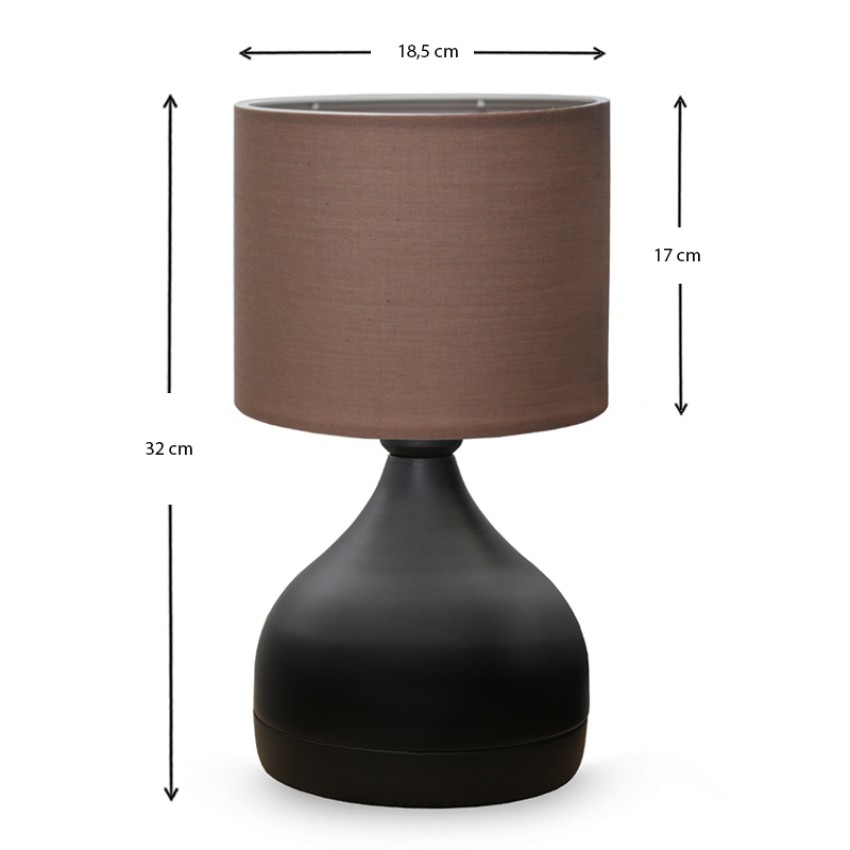 Φωτιστικό επιτραπέζιο Neil ύφασμα/μέταλλο χρώμα καφέ/μαύρο 18,5x17x32εκ.