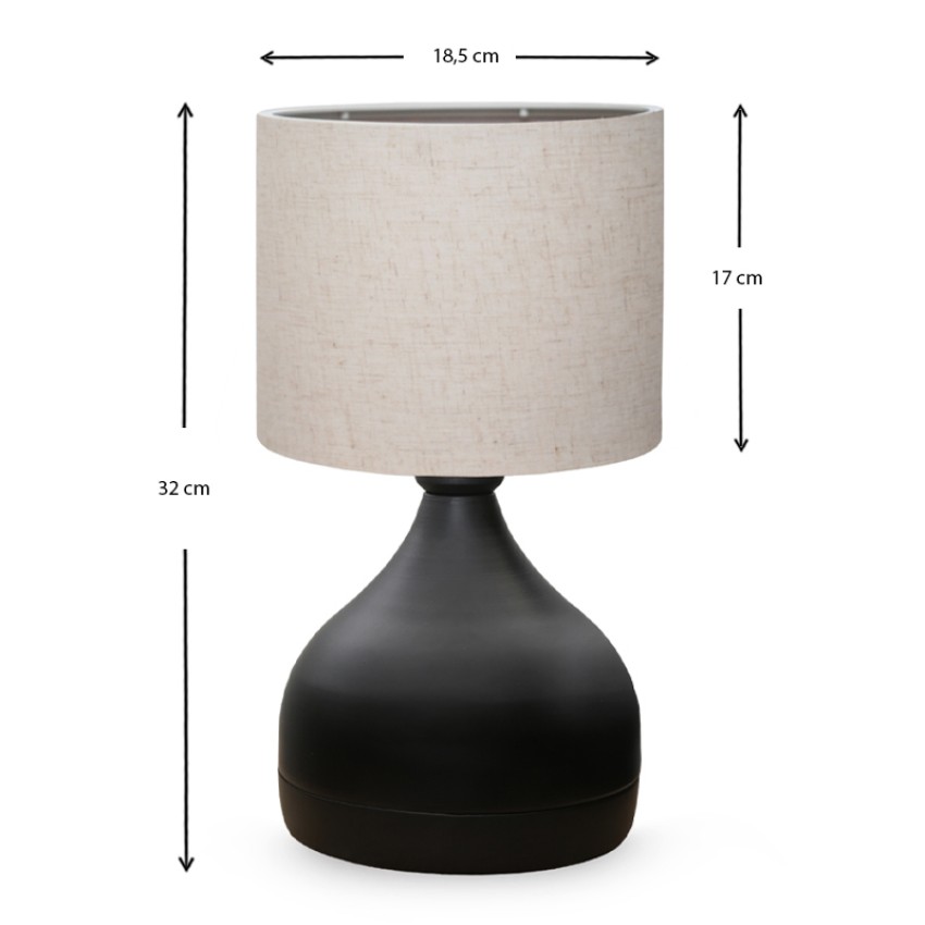 Φωτιστικό επιτραπέζιο Neil ύφασμα/μέταλλο χρώμα κρεμ/μαύρο 18,5x17x32εκ.