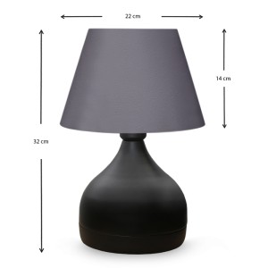Φωτιστικό επιτραπέζιο Hubert ύφασμα/μέταλλο χρώμα γκρι/μαύρο 22x14x32εκ.