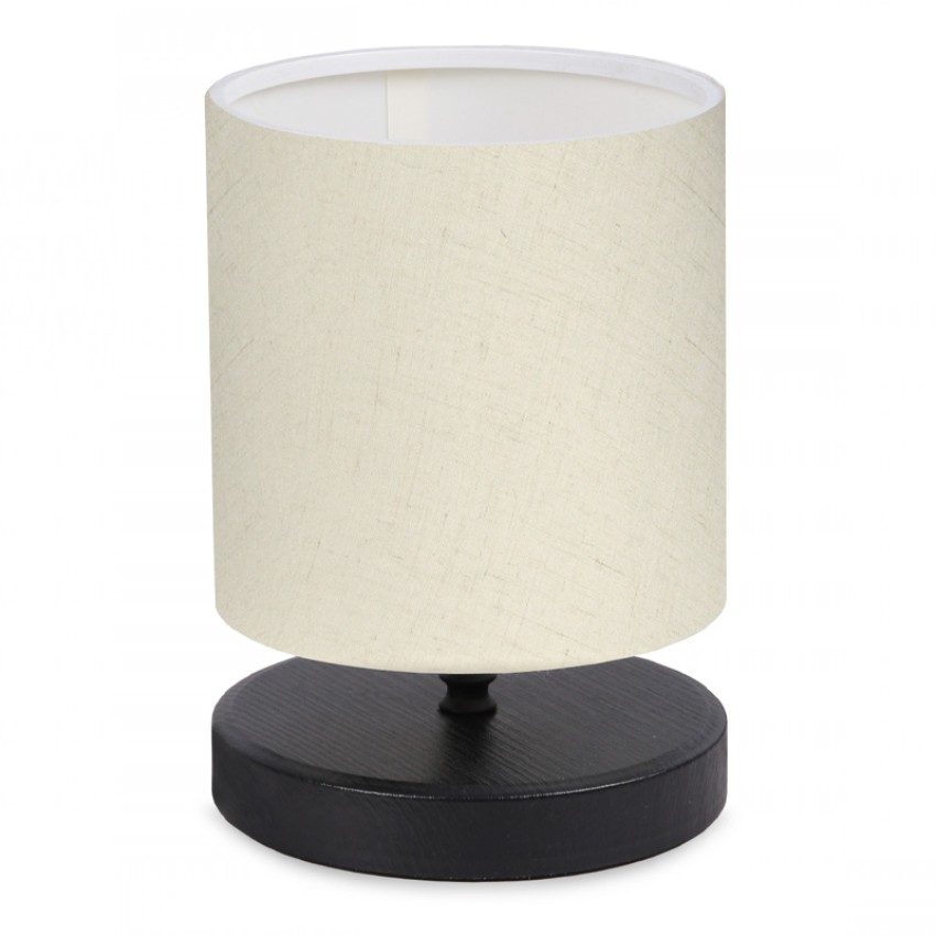 Φωτιστικό επιτραπέζιο Hassard ύφασμα/Mdf χρώμα κρεμ/μαύρο 15x16x22εκ.