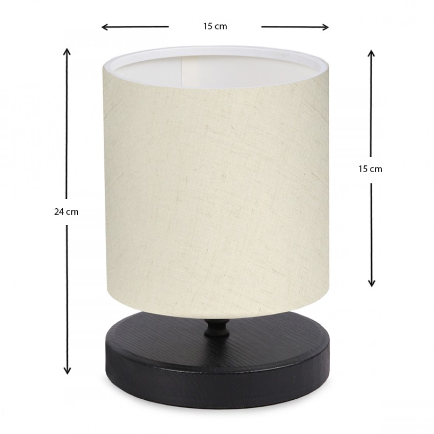 Φωτιστικό επιτραπέζιο Hassard ύφασμα/Mdf χρώμα κρεμ/μαύρο 15x16x22εκ.