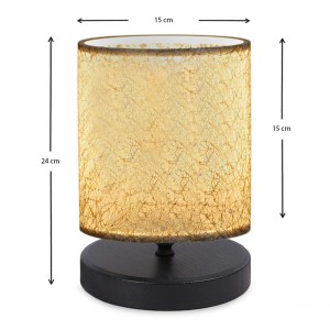 Φωτιστικό επιτραπέζιο Hassard ύφασμα/Mdf χρώμα μπεζ/μαύρο 15x16x22εκ.