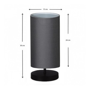 Φωτιστικό επιτραπέζιο Winkler ύφασμα/ξύλο/μέταλλο χρώμα ανθρακί/μαύρο 15x24x30εκ.