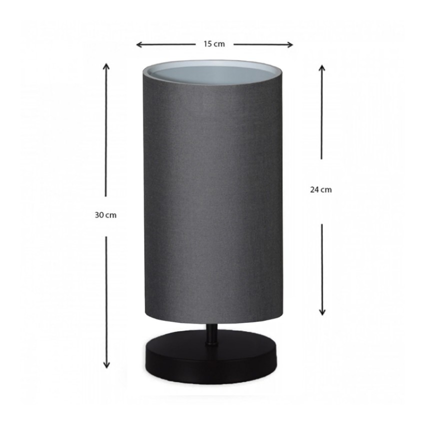 Φωτιστικό επιτραπέζιο Winkler ύφασμα/ξύλο/μέταλλο χρώμα ανθρακί/μαύρο 15x24x30εκ.