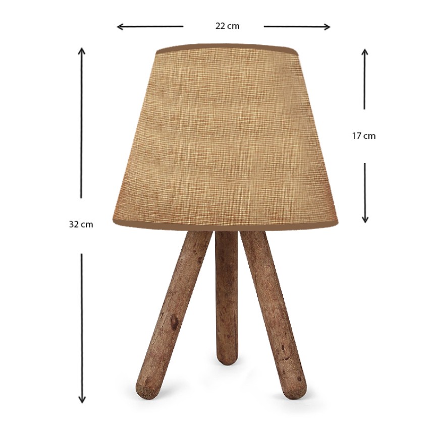 Φωτιστικό επιτραπέζιο Lander ύφασμα Pvc/ξύλο χρώμα μπεζ άμμου/καφέ 22x17x32εκ.