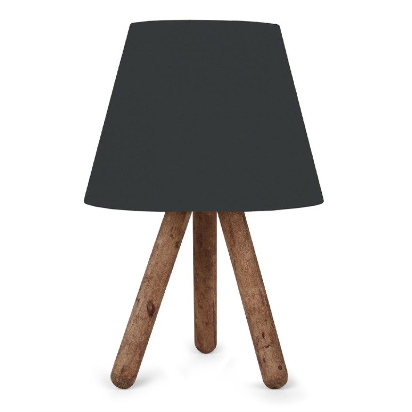 Φωτιστικό επιτραπέζιο Lander ύφασμα Pvc/ξύλο χρώμα μαύρο/καφέ 22x17x32εκ.