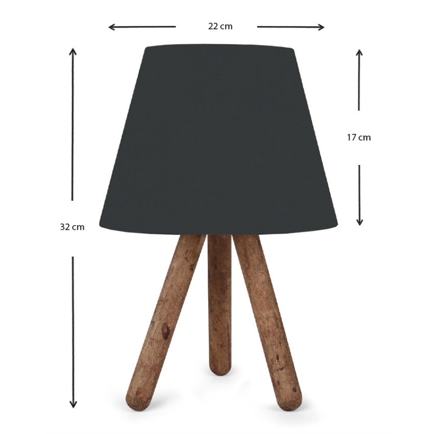 Φωτιστικό επιτραπέζιο Lander ύφασμα Pvc/ξύλο χρώμα μαύρο/καφέ 22x17x32εκ.
