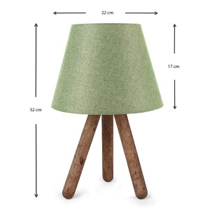 Φωτιστικό επιτραπέζιο Lander ύφασμα Pvc/ξύλο χρώμα κυπαρισσί/καφέ 22x17x32εκ.
