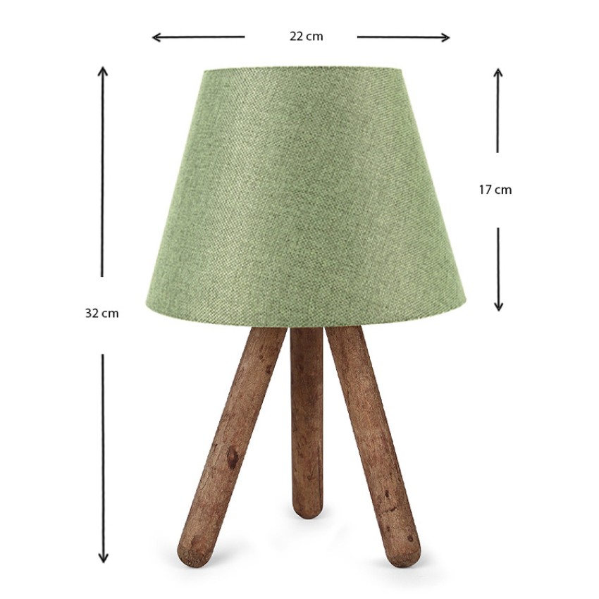 Φωτιστικό επιτραπέζιο Lander ύφασμα Pvc/ξύλο χρώμα κυπαρισσί/καφέ 22x17x32εκ.