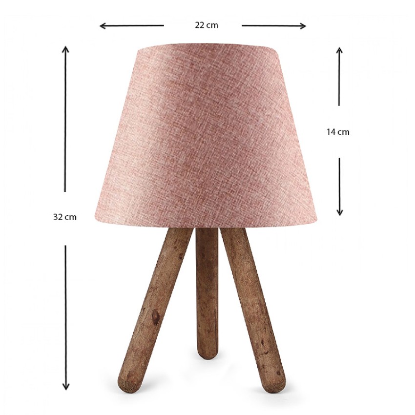 Φωτιστικό επιτραπέζιο Lander ύφασμα Pvc/ξύλο χρώμα ροζ/καφέ 22x14x32εκ.