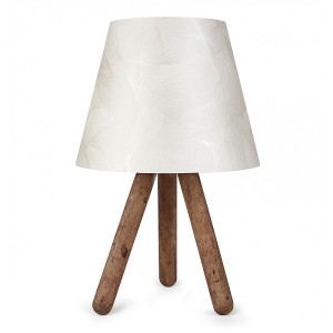 Φωτιστικό επιτραπέζιο Lander ύφασμα Pvc/ξύλο χρώμα λευκό/καφέ 22x14x32εκ.