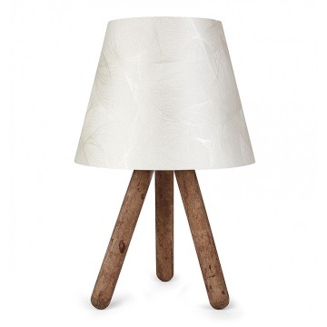 Φωτιστικό επιτραπέζιο Lander ύφασμα Pvc/ξύλο χρώμα λευκό/καφέ 22x14x32εκ.