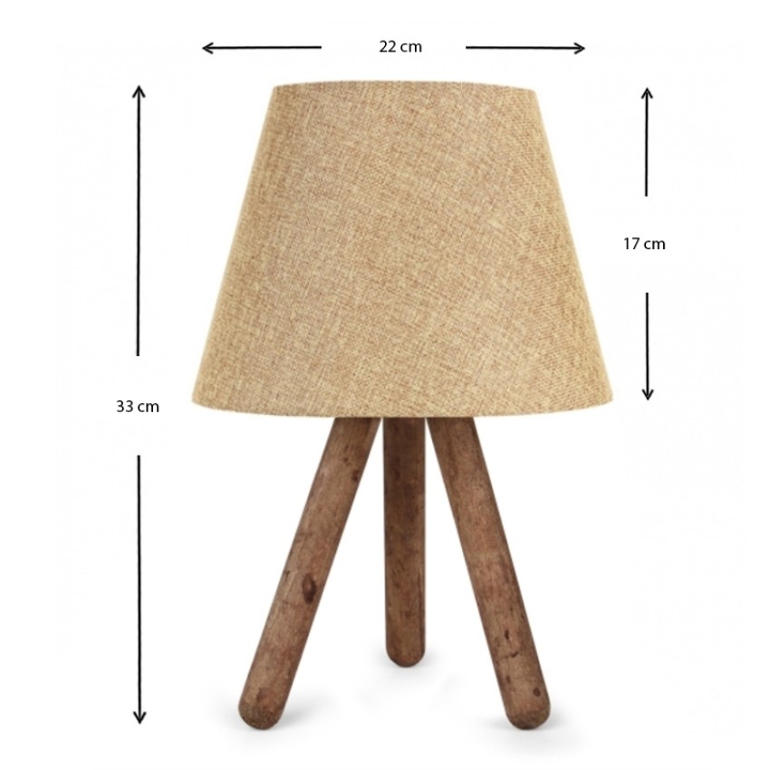 Φωτιστικό επιτραπέζιο Lander E27 ύφασμα Pvc - ξύλο χρώμα μπεζ - καφέ 22x17x32εκ.