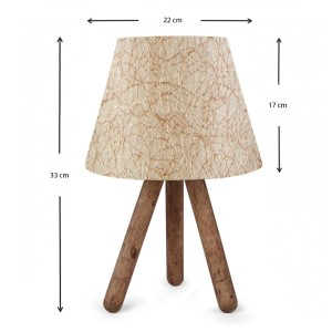 Φωτιστικό επιτραπέζιο Lander E27 ύφασμα Pvc - ξύλο χρώμα μπεζ χρυσό - καφέ 22x17x33εκ.