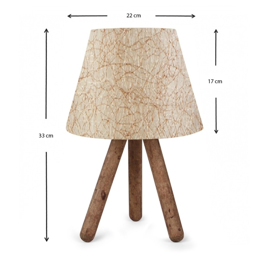 Φωτιστικό επιτραπέζιο Lander E27 ύφασμα Pvc - ξύλο χρώμα μπεζ χρυσό - καφέ 22x17x33εκ.
