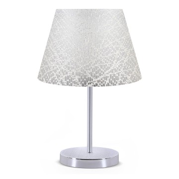 Φωτιστικό επιτραπέζιο Jules ύφασμα Pvc χρώμα λευκό/ασημί 22x17x37εκ.