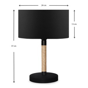 Φωτιστικό επιτραπέζιο Jean ύφασμα/σχοινί/χρώμιο χρώμα μαύρο/φυσικό 24x13x37εκ.