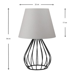 Φωτιστικό επιτραπέζιο Akerlind ύφασμα Pvc/μέταλλο χρώμα ανοιχτό γκρι/μαύρο 22x17x36εκ.