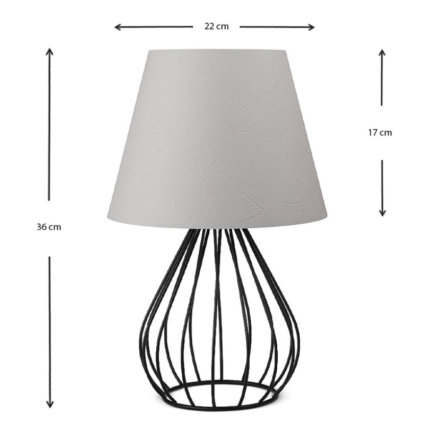 Φωτιστικό επιτραπέζιο Akerlind ύφασμα Pvc/μέταλλο χρώμα ανοιχτό γκρι/μαύρο 22x17x36εκ.